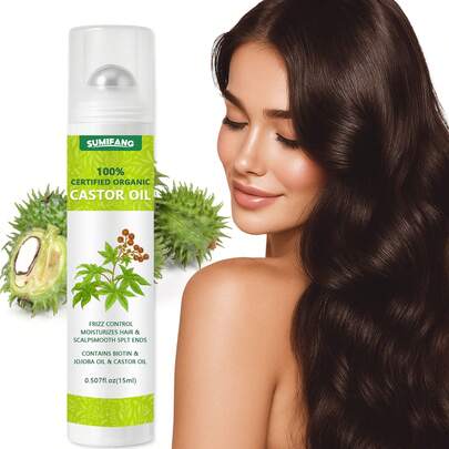  Suero capilar de aceite de ricino SUMIFANG, enriquecido con aceite de babasú, aceite de ricino, biotina, aceite de jojoba, romero, hidrata y sella la hidratación, previene la sequedad, controla el encrespamiento y las puntas abiertas, nutre el cabello, portátil para viajes, apto para hombres y mujeres