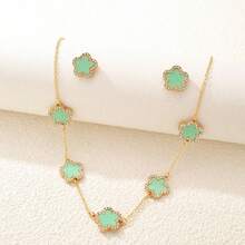 3pcs Set Rhinestone Clover & Flower Jewelry Set, Black Gold Color Accessories, Lightweight Luxury Style Jewelry, Versatile For Commuting, Brightening Skin Tone, Affordable High-End Jewelry, Date Outfit, Office Chic, Photo-Shoot Accessories - WZ2JT - View 21