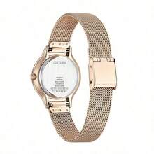 CITIZEN Women's Luxury Minimalist Stainless Steel Bracelet Watch, Small Roman Numeral Dial, Adjustable Strap, Gift - Pink - View 3