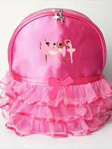 1 Ballet Dancer Backpack, Nylon Casual Dance Bag With Lace, Tassel, And Ruffle Details, Adjustable Shoulder Straps, Lockable Zipper Closure, Dancer Print Design, Ideal Travel Gift, Perfect Vacation Choice - Multicolor - View 10