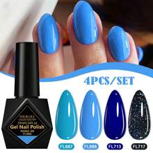 FOUR LILY 10ml 4pcs Pink Blue Purple Glitter Gel Nail Polish Set, Colorful Glitter Soak-Off UV LED Nail Gel - Multicolor - View 14