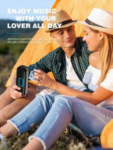 Portable Outdoor Mini Bluetooth Speaker With A Built-In Lithium Battery, Powerful Sound Quality, And A Lightweight Design, Allowing You To Enjoy Music Anytime, Anywhere With FM Radio And LED Ambient Lights. The Built-In Lithium Battery Provides Long-Lasting Power, Supports Bluetooth Connectivity, And Is Suitable For Outdoor Travel, Sports, Parties, And More. Compact And Convenient With Excellent Sound Performance, It Is An Essential Companion For Your Journeys. - 黑色 - 查看 6