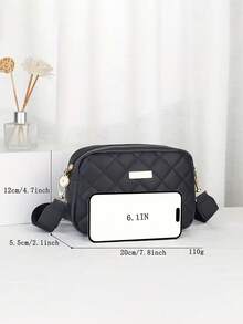 1pc Girl's Fashion Quilted Diagonal Crossbody Bag, Detachable Strap, Classic Crossbody Bag, Great Gift - Multicolor - View 8