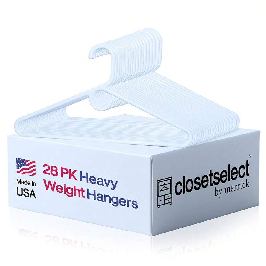 [Free Shipping]Ultra Heavy Duty Plastic Hangers, Made In USA, White Heavy Weight Hanger, 28 Pack - White - 查看 1