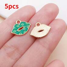 5pcs DIY Charms Pendants Set | Lucky Green Enamel Charms With Clover & Leprechaun Design, Zinc Alloy Material For St. Patrick's Day Jewelry Crafting - Multicolor - View 14