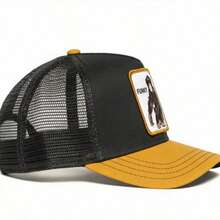 Classic Farm Embroidery Unisex Mesh Trucker Hat - Adjustable Snapback - Black - View 2