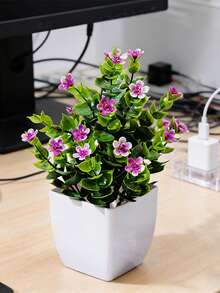 1pc Artificial Potted Plant With Flowers, Suitable For Indoor Decor, Spring Decor, Farmhouse Tabletop, Wedding Decoration, Greenery Planter, Ideal Gift For Valentine's Day & Mother's Day, Suitable For Centerpiece, Holiday Party, Garden, Living Room Home Decor - Multicolor - View 8