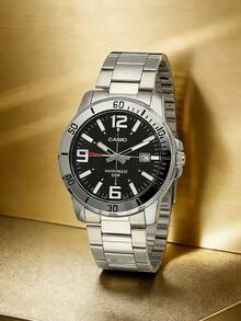 Casio Reloj de cuarzo analógico con correa de acero inoxidable para hombre, decoración casual, regalo para hombres MTP-VD01D-1B - Negro - Ver 2
