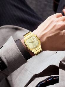 Reloj de cuarzo para hombres REWARD, estilo de moda de negocios con calendario, manecillas luminosas y funciones múltiples. Reloj de pulsera de alta calidad con diseño clásico y correa de acero inoxidable, un regalo ideal - Verde militar - Ver 7