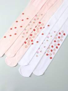 2/6 Pairs Girls Fruit Print Tight Leggings, Breathable Thin Tights For Spring/Summer - Multicolor - View 7