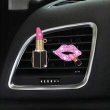 2pcs/4pcs Rhinestone Lip Lipstick Perfume Car Air Vent Clip Decor Car Interior Ornament Car Air Conditioner Decoration Accessories - Rhinestone-encrusted Lipstick Vent Clip - View 8