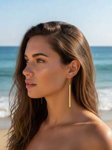 imoli Pendientes rectangulares colgantes - Amarillo Oro - Ver 5