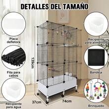 Jaulas Para Aves, Jaulas Grandes Para Pájaros Móvil Jaula Para Aves Pequeñas, Juguetes Para Pájaros, Móvil De Metal Para Pájaros, Para Loros, Para Cañarios, 75x39x120cm - Unitalla - Ver 6