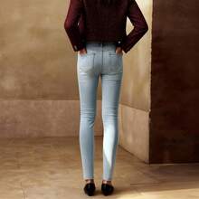 Pantalones Mezclilla Altos Roturas Diseño Para Mujer Dama - Azul - Ver 3