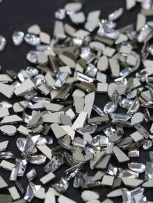 100pcs Assorted Diamond Crystal Nail Decorations - Super Shiny Synthetic Gems, Suitable For Manicure, Multi-Size (0.15-1.8mm), Japanese & Korean Nail Art Decor, Nail Art Supplies, Nail Decorations, Assorted Crystal Shapes Nails Nail Charms - White - View 4