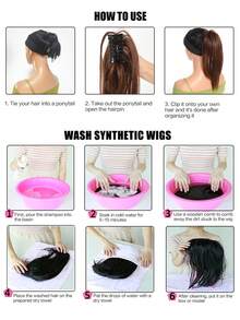 Synthetic Messy Bun Hair Piece Claw Clip Ponytail Extensions Scrunchie-Style Lazy Flower Bud Bun Chignon Wavy Curly Ponytail - Multicolor - View 6