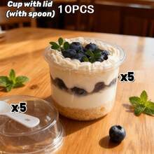 100/50个装可重复使用圆形布丁杯，带盖和勺子，新颖甜点杯，透明慕斯蛋糕盒，酸奶杯，适合生日、毕业典礼、单身派对、婚礼等场合。 - 彩色 - 查看 13