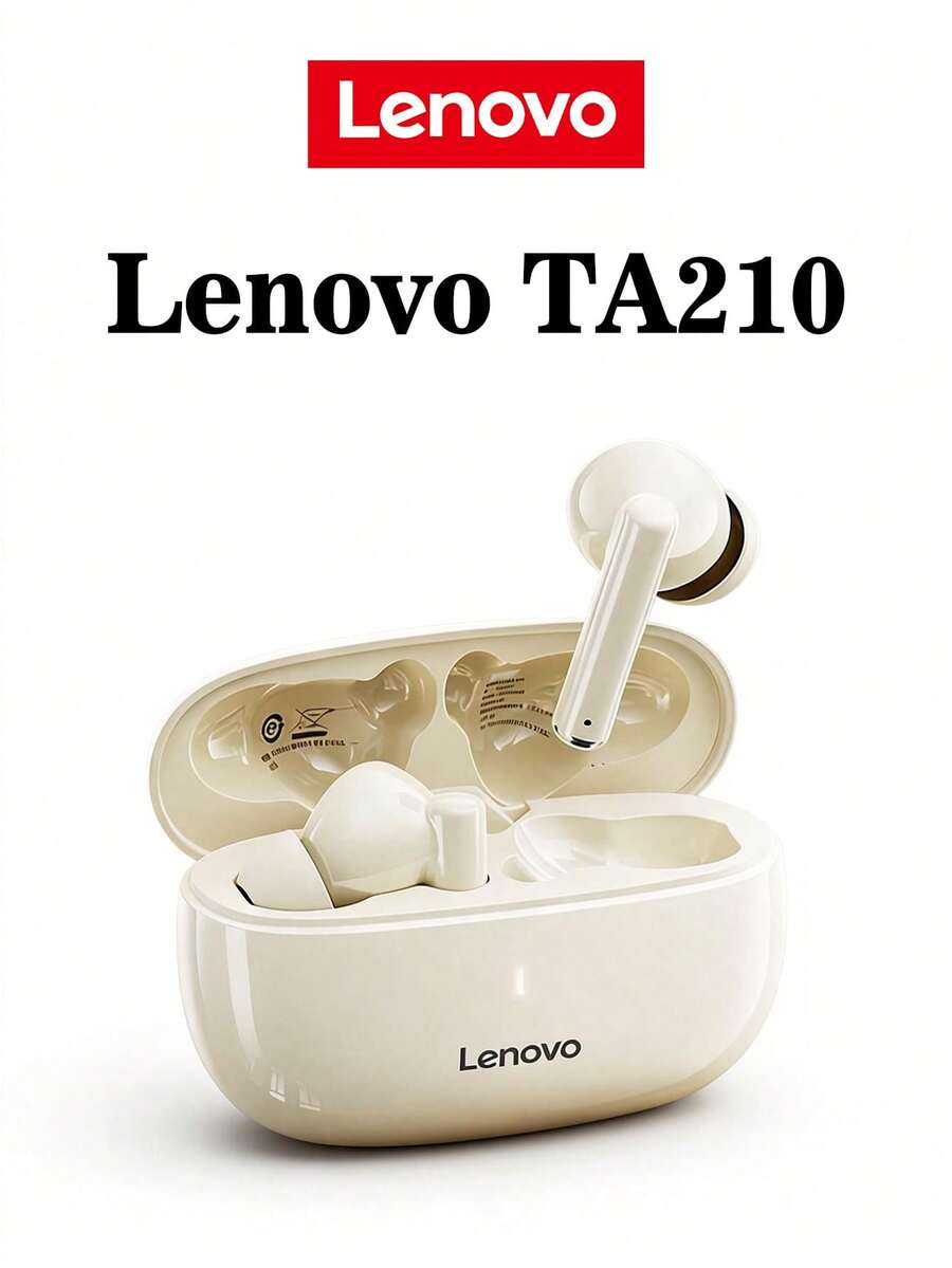 Lenovo 联想TA210蓝牙耳机 ENC降噪通话智能耳机带麦克风入耳式运动耳机原装联想无线耳机 - 月岩白 - 查看 1
