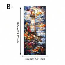 1/4片复古热带海滩日落风景窗贴，可重复使用的PVC磨砂静电吸附玻璃膜贴纸，适用于卧室、浴室、办公室和家居室内装饰 - 磨砂玻璃貼 - 查看 11