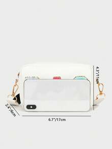 1pc Girls Fashion Suede Letter Decor Crossbody Bag, Detachable Letter Strap, Girl's Small Square Bag, Perfect Gift - Multicolor - View 8