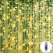 1PC, Fairy Lights LED Ivy USB Powered 100 LEDs 8 Lighting Modes, Artificial Leaf Vine Wall Decor, 3X1m/9.84x3.28ft, Garden Yard Lights For Christmas, Wedding, Patio, Bedroom, Party, Holiday Decoration Indoor Outdoor (Without Battery) - Warm White - View 12