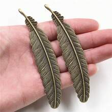 4pcs 105x21mm Alloy Metal Feather Charms Pendant Craft Bookmark DIY Jewelry Making Accessories Findings For Necklace Keychains - Feather - View 3