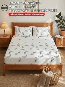 Bộ ga trải giường in họa tiết 2/3 món (1 ga trải giường + 1/2 vỏ gối, không kèm ruột gối), chất liệu bảo vệ nệm thân thiện với da và thoải mái, vỏ nệm in họa tiết, mềm mại, thoáng khí, nhiều kích cỡ, phù hợp với giường đơn/đôi/nữ hoàng/vua, có thể giặt máy, trang trí nhà cửa, trang trí phòng ngủ. - Nhiều màu - Xem 25