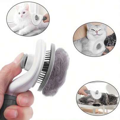 1 pieza Cepillo para aseo de mascotas (perros y gatos), peine para eliminar el pelo suelto con mango ergonómico, herramienta de aseo de mascotas de plástico para promover un crecimiento saludable del pelo; nuevo modelo de peine antipulgas para dueños de perros y gatos, artículos para gatos, artículos para perros, cachorros, juguetes para perros, juguetes para gatos, accesorios para perros