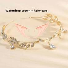 1 Set Crystal Crown + Elf Ears Headpiece, Elegant Alloy Hair Accessories, Fairy Style, Cosplay, Costume Party, Bohemian Fashion - Multicolor - View 9