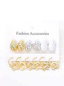 6对时尚百搭的水滴形和五叶花耳环，适合日常佩戴、节日和派对场合 - 彩色 - 查看 8