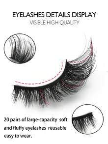 20 Pairs Of Thick, Curly False Eyelashes, Natural Look, Large Capacity Lash Box, Reusable, Soft And Fluffy Fake Lashes, Suitable For Beginners, Cat Eye Style, Suitable For Daily Dates, Outings And Parties - Cat Eye Lashes - View 4