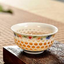 6pcs Romantic Chinese Style Hollow Delicate Thin-Walled Blue And White Porcelain Tea Cups, Translucent Single Cup Ceramic Kung Fu Tea Set, Celadon Teacup, Individual Cup, Randomly Shipped - Multicolor - View 8