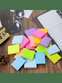 300Pcs Colorful Fluorescent Wood Sticky Notes - Highlighting Class Points, Office Reminders & Word Learning - Multicolor - View 9