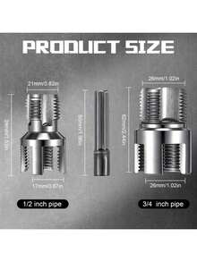 1pc Heavy Duty Integrated Internal & External Threader Tool - Heavy Duty Construction For Precise Threading/Cutting - Compatible With 1/2" And 3/4" Pipes - Professional Plumbing And DIY Projects - Compatible With Standard Pipe Threads, Cylindrical Tool Design, Metal Construction - A - View 4