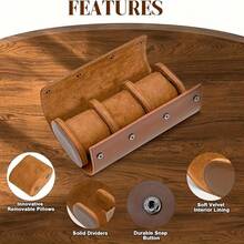 A Three-Dial Watch Storage Box Featuring Removable Padding, A Soft Velvet Interior Lining, A Secure Snap-Closure Mechanism, A Portable Watch Organizer, And A Storage Bag Suitable For Business Travel. An Excellent Gift For Father's Day. - Multicolor - View 4