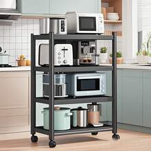 Estante de almacenamiento multifuncional de 5 niveles con ruedas para cocina - Ensamblaje fácil, organizador ahorrador de espacio para cocina, baño y sala de estar - Construcción de metal duradera - A - Ver 4