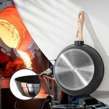 Trench Juego de utensilios de cocina antiadherentes de aluminio fundido de 16 piezas,Incluye sartén, olla, sartenes para desayuno/crepes y utensilios de silicona,apto para cocinas de gas e inducción, aptas para acampar al aire libre, picnic, viajes, un juego de ollas y sartenes antiadherentes, wok, apilables, herramientas de cocina - Negro - Ver 3