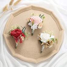 Boutonier de flores de boda blancas para novio rosa para hombre l para padrino decoración de traje de fiesta accesorios para aniversario para novios y hombres blanco-038 - Blanco - Ver 5