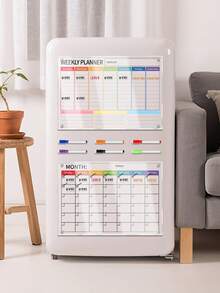 1块彩色3D A4尺寸计划板（含6支磁性白板笔），可用作周/月计划表、膳食计划表、可重复使用的亚克力干擦板、软木板、钉板、愿景板 - 亞克力板 - 查看 1