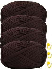 4pcs/400g High Quality Polyester Crochet And Knitting Yarn, 100G/Pc, 30m/Pc Length - Ideal For DIY Projects, T-Shirts, Slippers And Baskets, Fabric Strips Handmade Weaving DIY Bags, Toys, Shoes, Carpets, Organizer Basket Liners - Multicolor - View 39