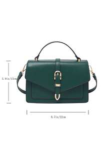 Fashion Decorative Flap Square Handbag Crossbody Bag For Women - Dark Green - View 6