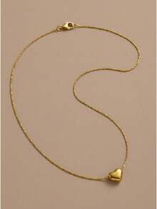 3D Heart Pendant Necklace For Women - Dainty Gold Layering Choker, Coquette Core & Minimalist Everyday Jewelry (Adjustable Chain,  Viral Gift) - 銀色 - 查看 2