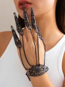 1 件哥特式怪物手指链朋克尖刺钉指环手链 - 款一 - 查看 2