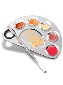 Acrylic Transparent Foundation Mixing Palette, Stainless Steel Mixing Spatula Set, Double-Ended Foundation Mixing Knife For Makeup, Nail Art, Beauty - Multicolor - View 4