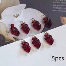 5/10个树脂DIY仿真心形吊坠饰品，创意风琴耳环，钥匙扣，时尚配饰 - 彩色 - 查看 6