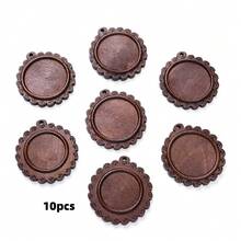10pcs Round Wooden Pendant Trays, Embedded Frame, Suitable For DIY Crafts, Photo Pendant Necklace Jewelry Making, Transparent Dome, Easy Assembly, Multi-Functional Design - Round - View 14