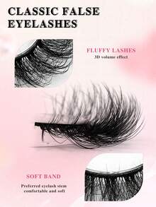 ENCHUW 7 Pairs Eyelashes With Clear Band Strip Lashes Fluffy Natural Look Wispy Light Short False Eyelashes Invisible 3D Fake Lashs Pack - Black - View 3