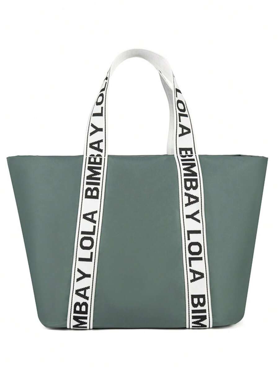 Women's Large Nylon Shoulder Bag, Multi-Pocket Zippered Tote Bag For Work, Travel And Campus, Spacious Leisure Handbag With Adjustable Strap - màu xanh lá - Xem 1