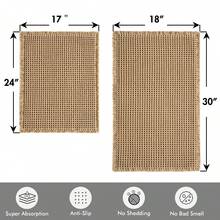 Alfombras de baño estilo gofre, estilo bohemio, antideslizantes, lavables, superabsorbentes, con base de goma ultrasuave para suelo, bañera y ducha, color marrón, 45 x 76 cm - Marrón - Ver 12