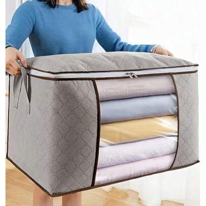 12 pieza Bolsa de almacenamiento de gran capacidad, bolsa de almacenamiento de edredón de tela no tejida, bolsa de almacenamiento y transporte de edredón, bolsa de almacenamiento de ropa y equipaje, para almacenamiento y organización estacional, decoraciones de otoño, decoración navideña, decoración del hogar, decoración de dormitorio como regalo para temporadas festivas